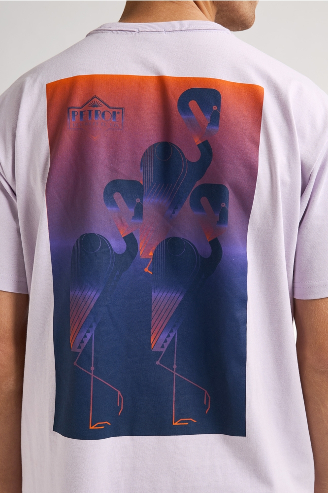 T SHIRT MET PRINT M 1050 TSR648 4111 LILAC GREY